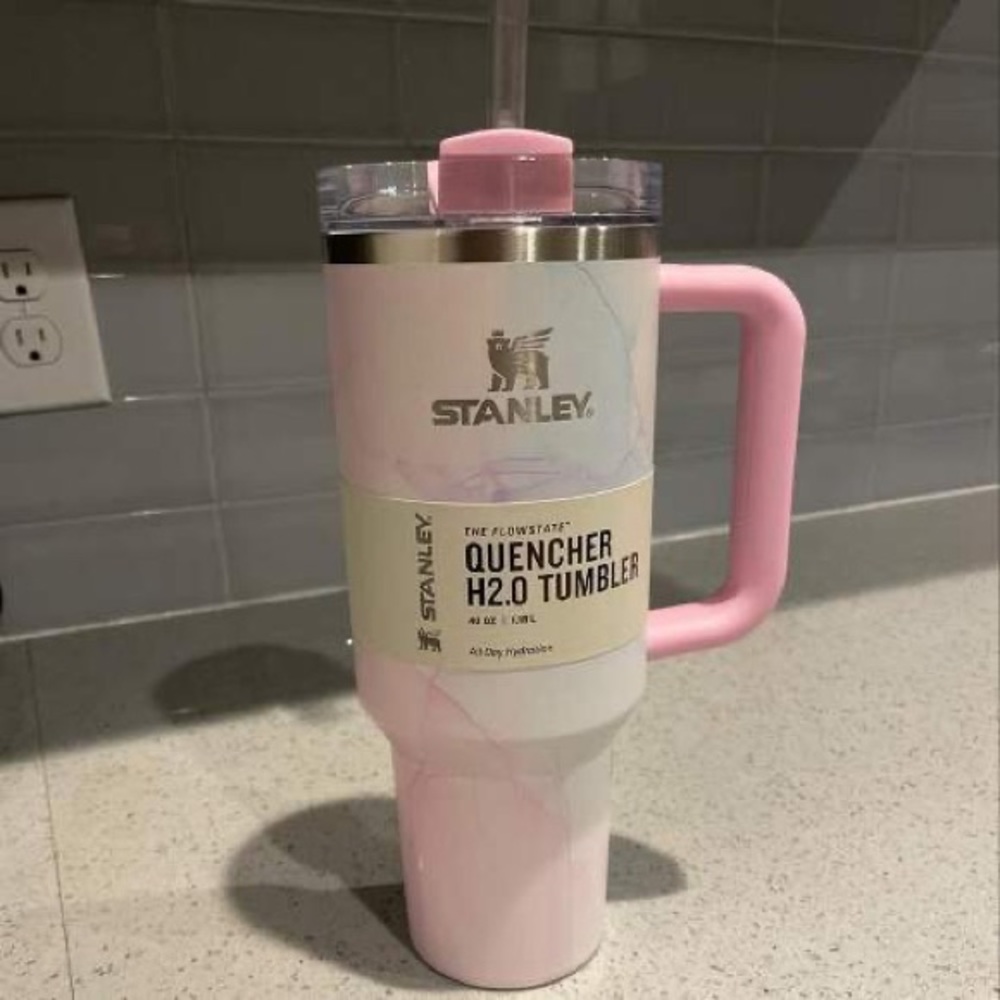 Gorgeous NWT Stanley 40oz Flowstate H20 Tumbler
Watercolor in Tulle (Pink)